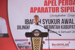 Bupati FDW sebagai Pembina pada Apel Perdana dan Ibadah Syukur Awal Tahun 2023